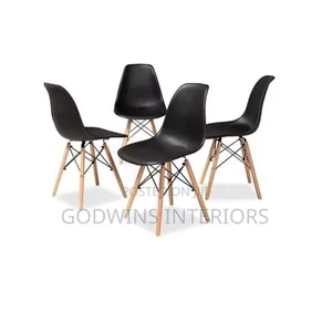 Dinning Plastic Chair With Wooden Leg- Set of 4