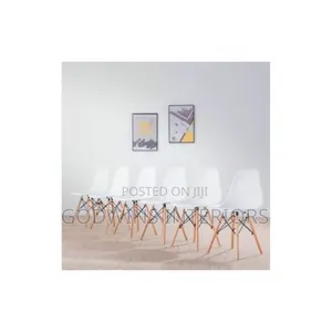 Dinning Plastic Chair With Wooden Leg- Set of 6