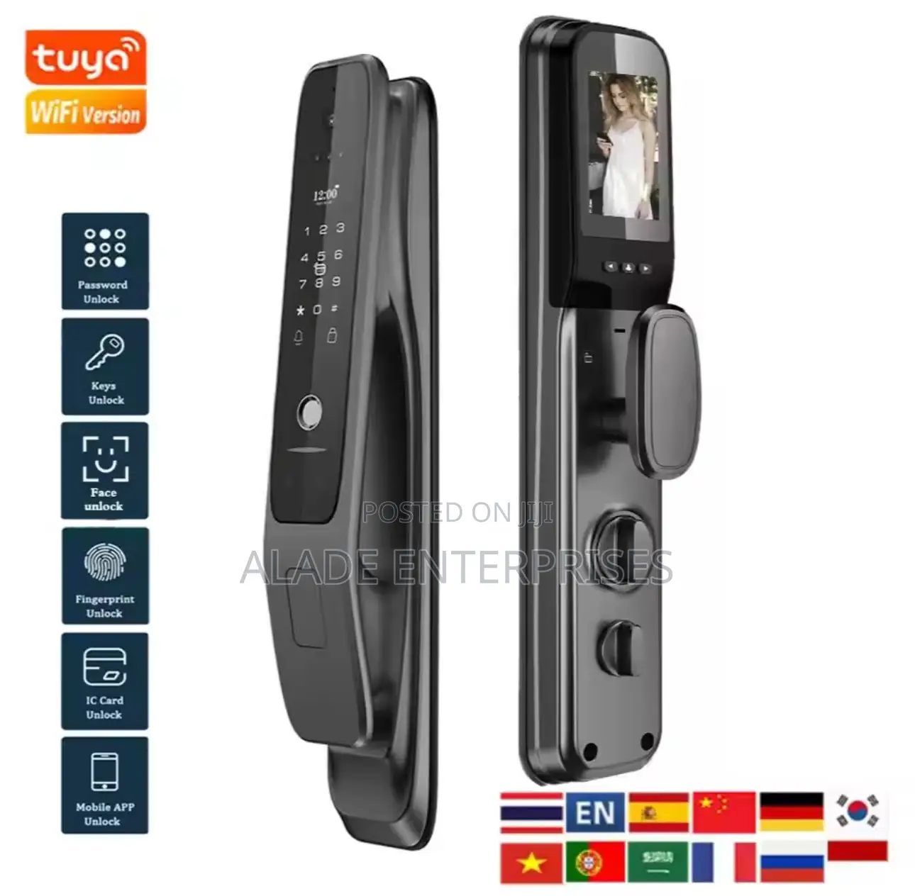ULO Tuya 3D Face Digital Electronic Security Smart Door Lock