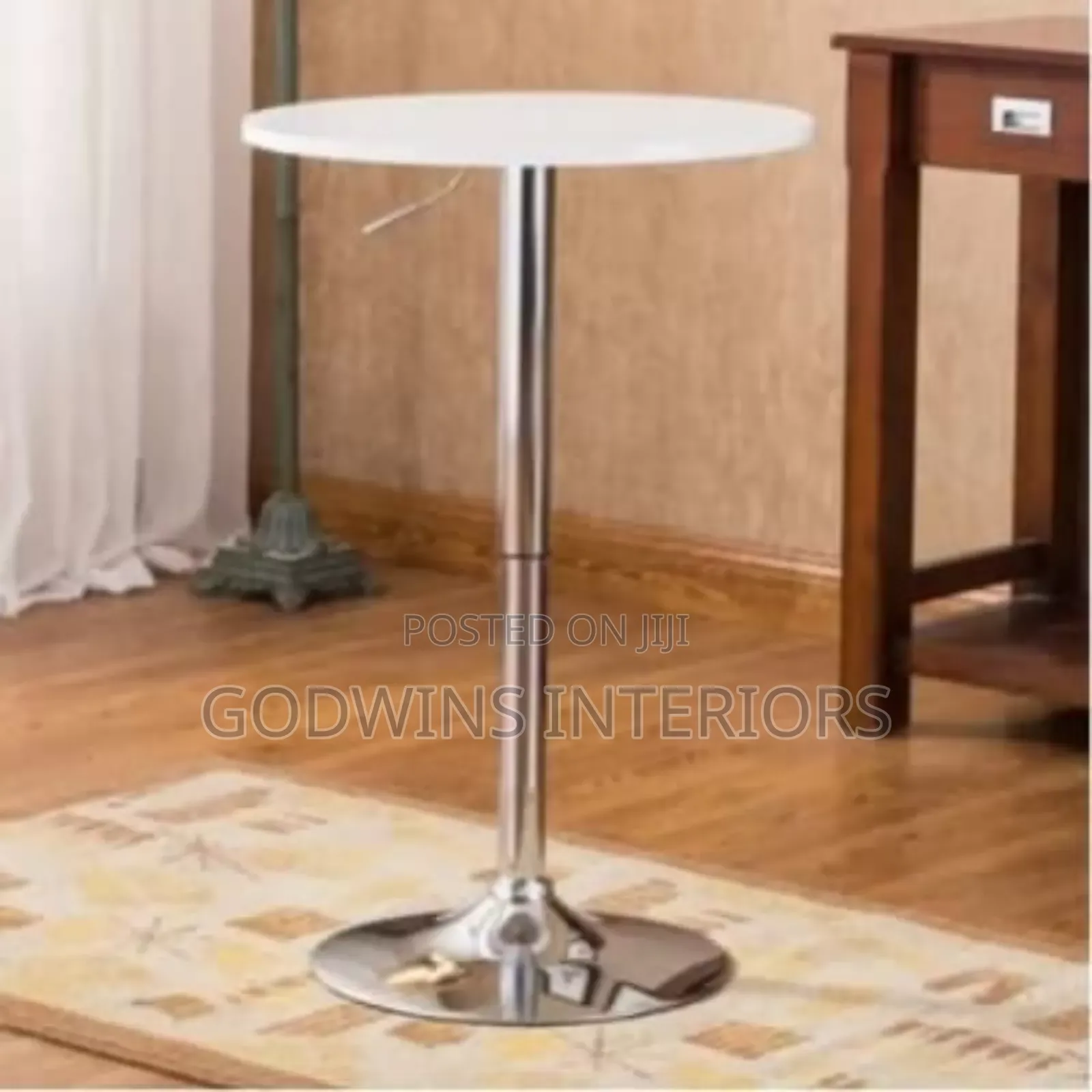 360° Swivel Adjustable Round Bar Table- White