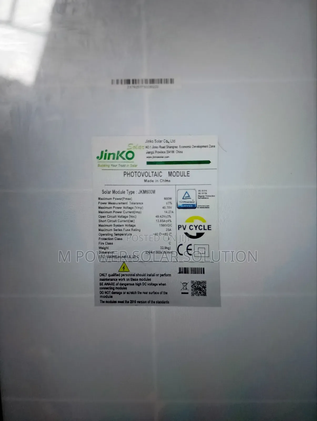 600w 144cell Jinko Solar Panel