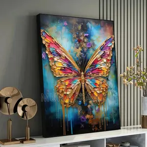 Yellow,Gold, Orange Abstract Butterfly Oil Paint