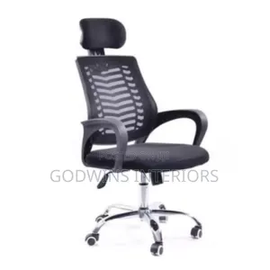 Swivel Mesh Chair With Headrest Office Table Set