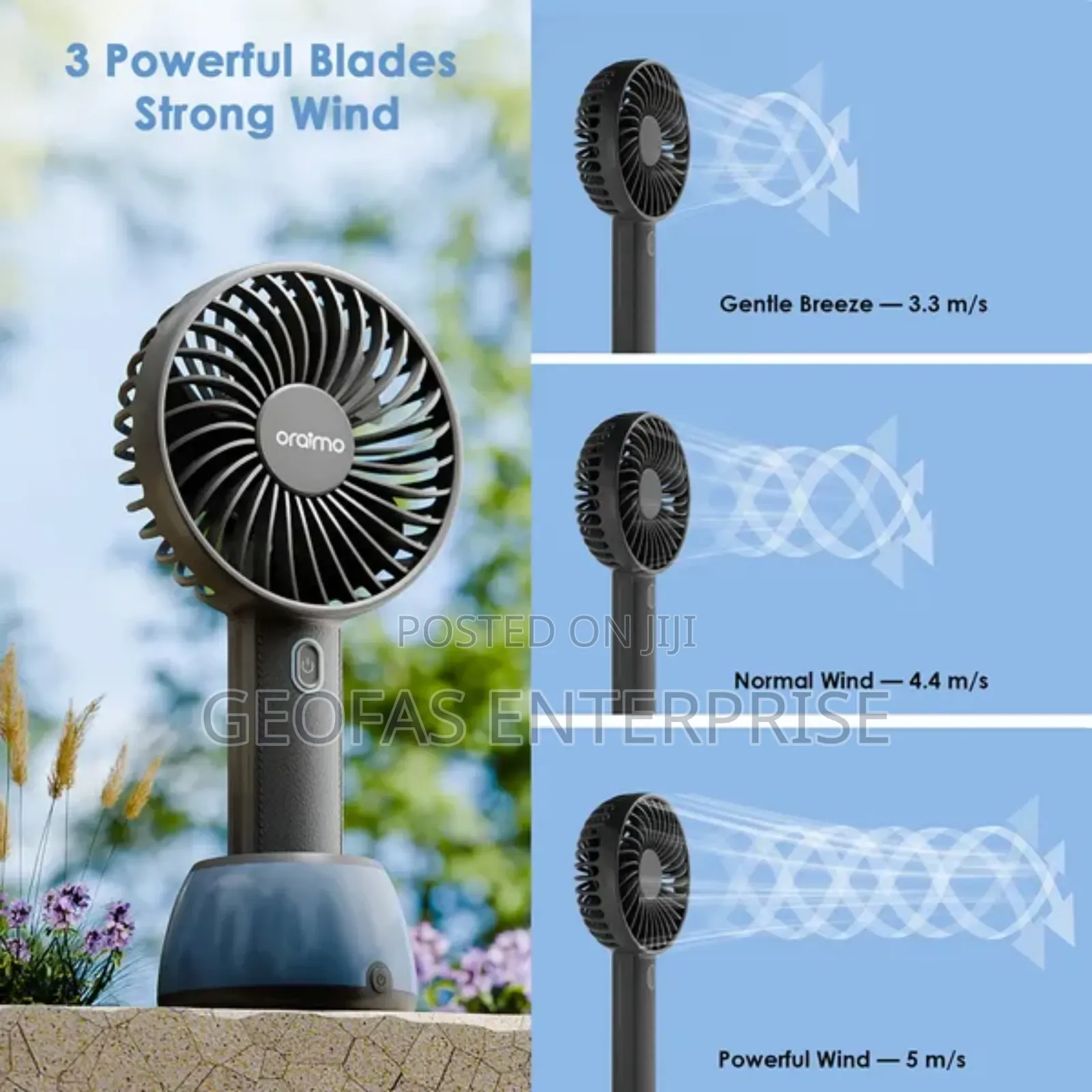 Oraimo Smart 2 Handheld Fan With Light Base