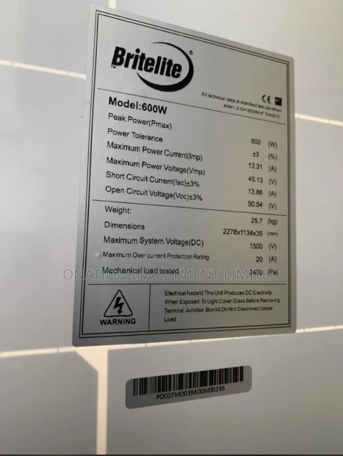 600w Mono Panel Britelite