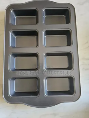 Non Stick Square Baking Pan 8 Cavity Carbon Steel 6pce
