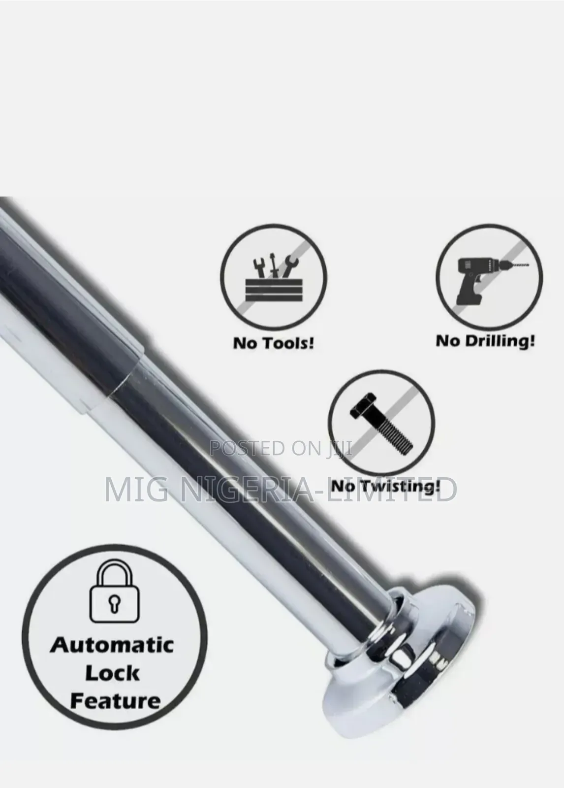 110cmx200cm Telescopic Shower Curtain Adjustable Pole