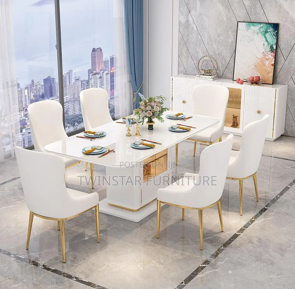 New Modern Luxury Marble Top Dinning Table Set
