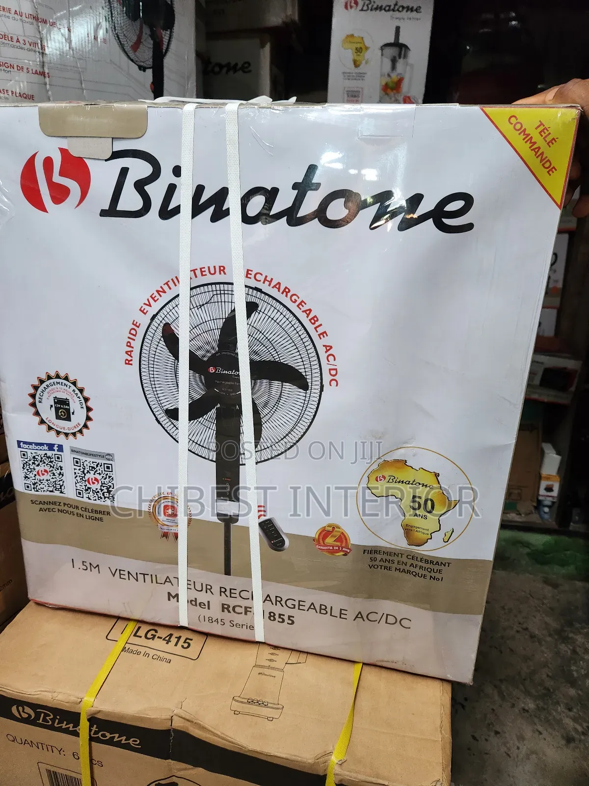 Modernized Binatone Rechargeable Stand Fan.