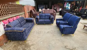 Full Set of Quality Padded Upholstery Fabric Sofa Chair