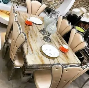 Standard Quality Marble Dinning Set, 6 Seaters.