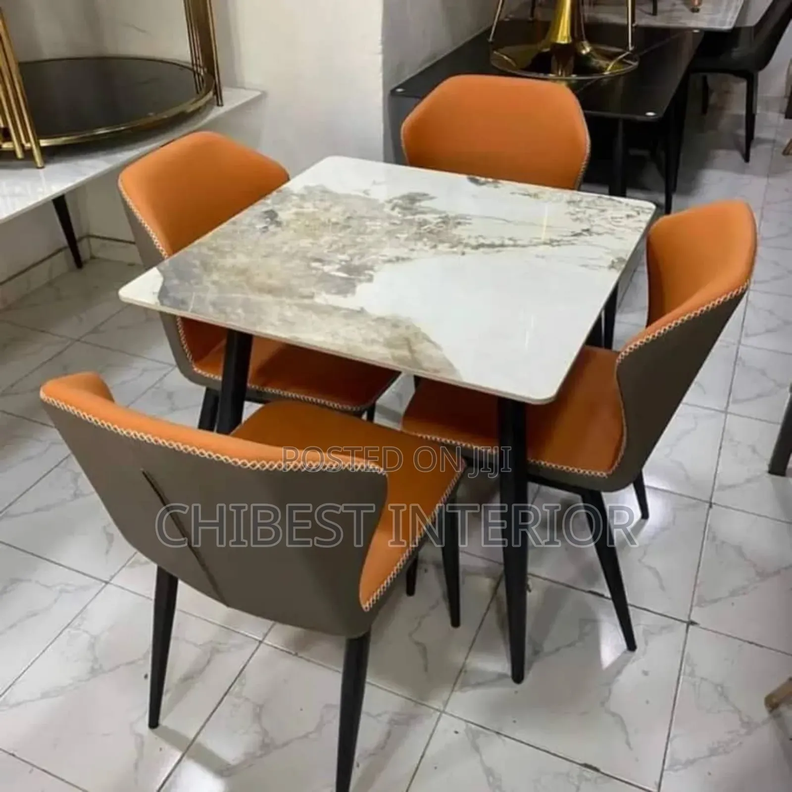 Imported Marble Dining Table With Four Chairs.