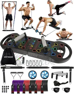 Push Up Board, Ab Wheel and Resistance Band