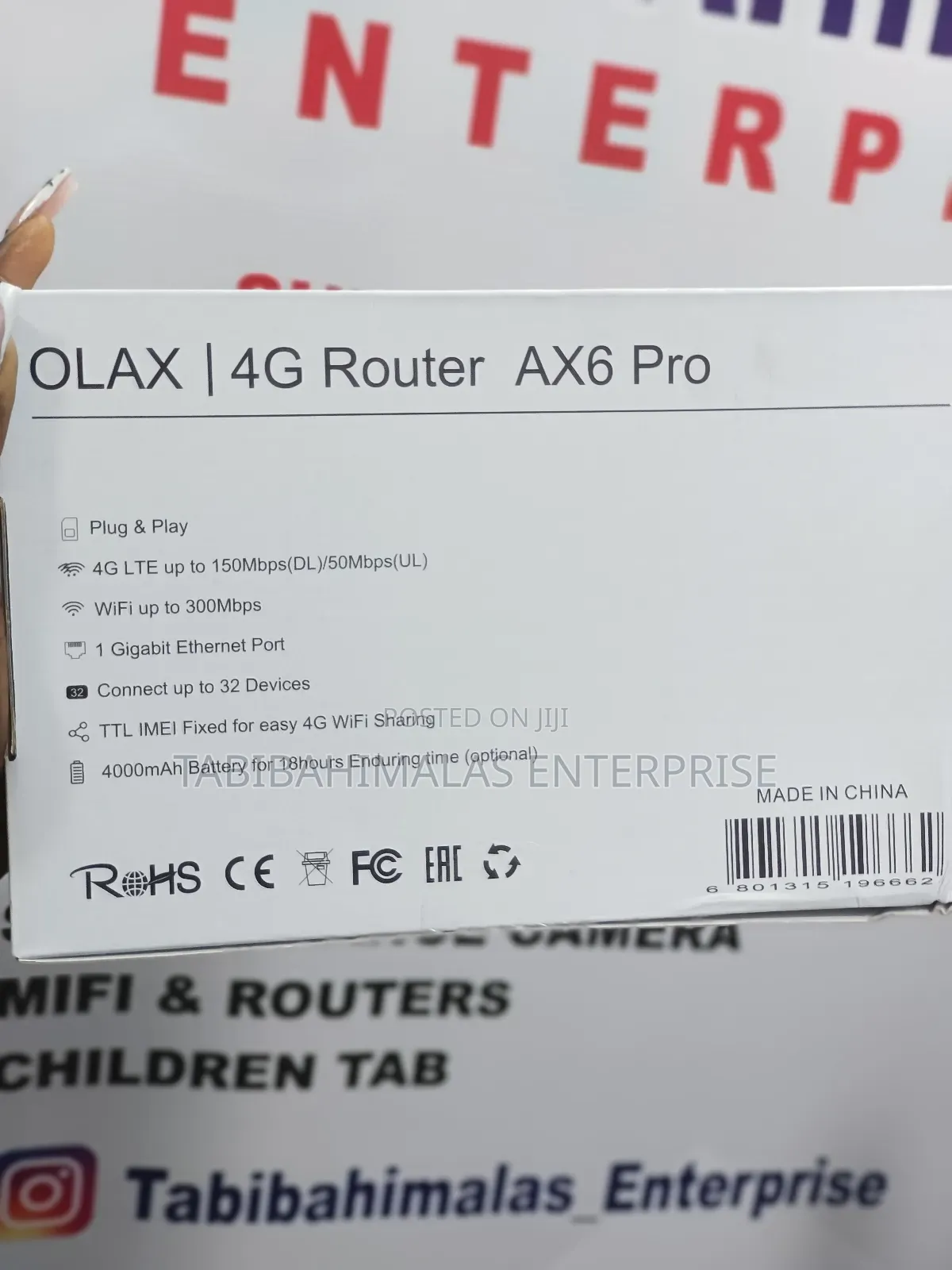 Olax 4g Lte Router Ax6 Pro 4000mah Battery
