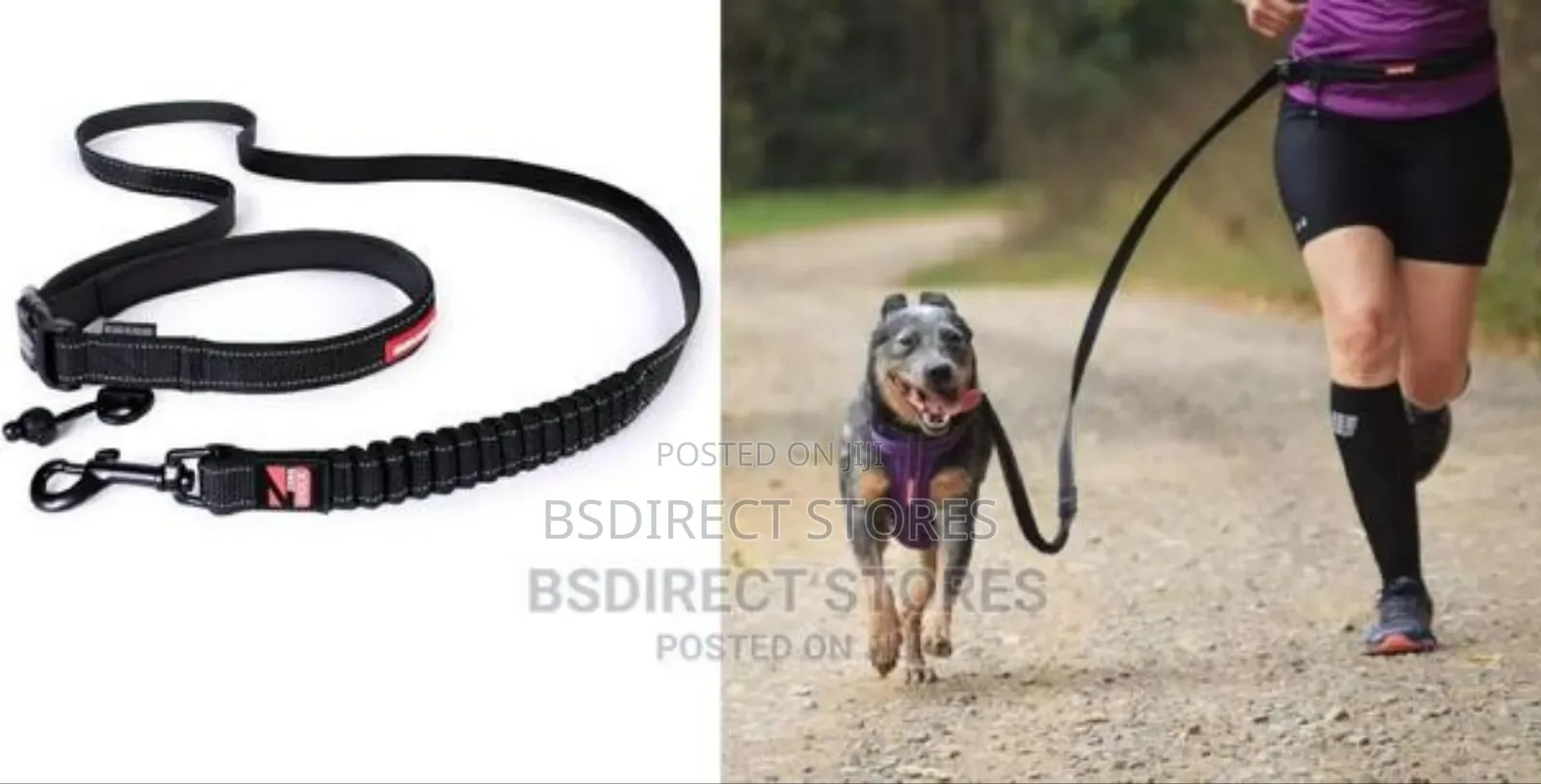 Ezydog BLACK Road Runner Lengthy Zero Shock Dog Leash