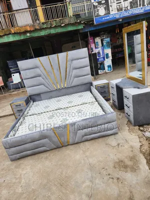 Upholstery 6by6 Bed Stand With Mirror and Side Drawers