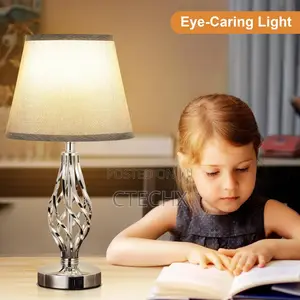 Spiral Cage Base Bedside Lamp. Touch Lamp With USB Charging