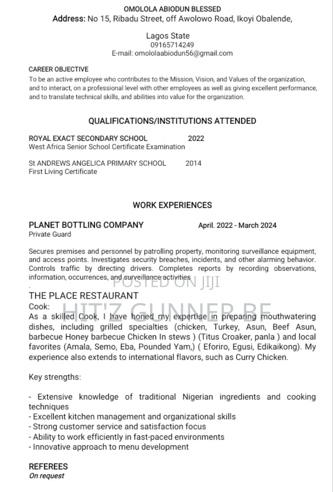 Experienced Cook