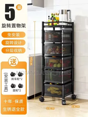 5 Steps Kitchen /Fruit Vegetable Trolley Rack With Wheels