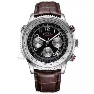 Rotary Men’S Chronograph Brown Leather Dress Watch
