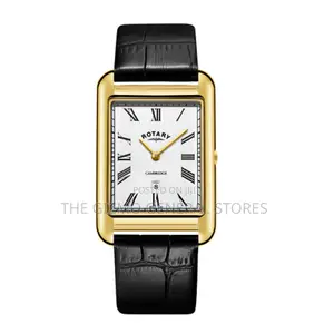 Rotary Men’S Cambridge Gold Case Black Leather Wa