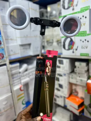 Selfie Tripod With Double Ring Light. Selfie Tripod Light.