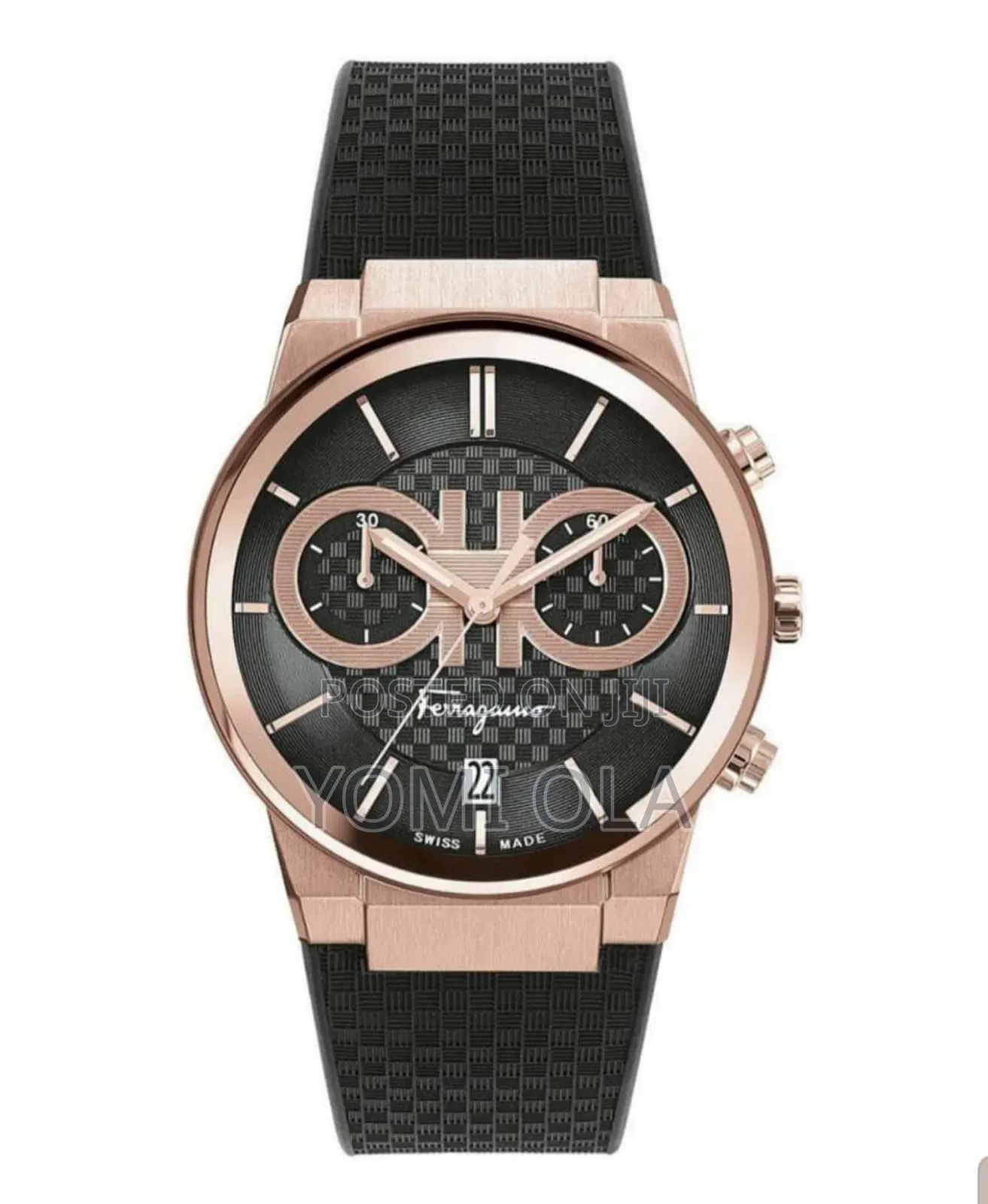 Ferragamo Chronograph Black Strap Wristwatch