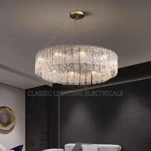 New All-Copper Post-Modern Light Luxury Glass Chandelier