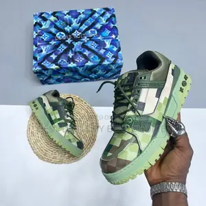 Luxury Louis Vuitton Skateboard Army Green Sneakers