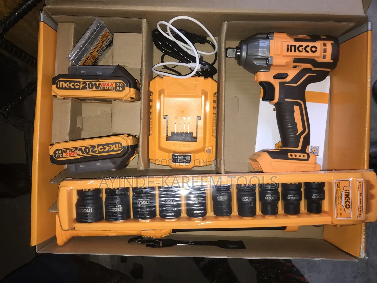 Ingco Cordless Impact Wrench Machine With Sockets