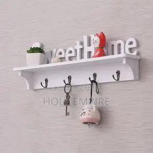 1pc 4 Hooks Shelves Hat Key Holders Sweet Home Words Storage