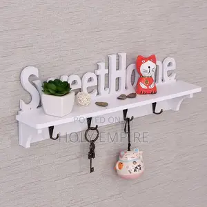 1pc 4 Hooks Shelves Hat Key Holders Sweet Home Words Storage