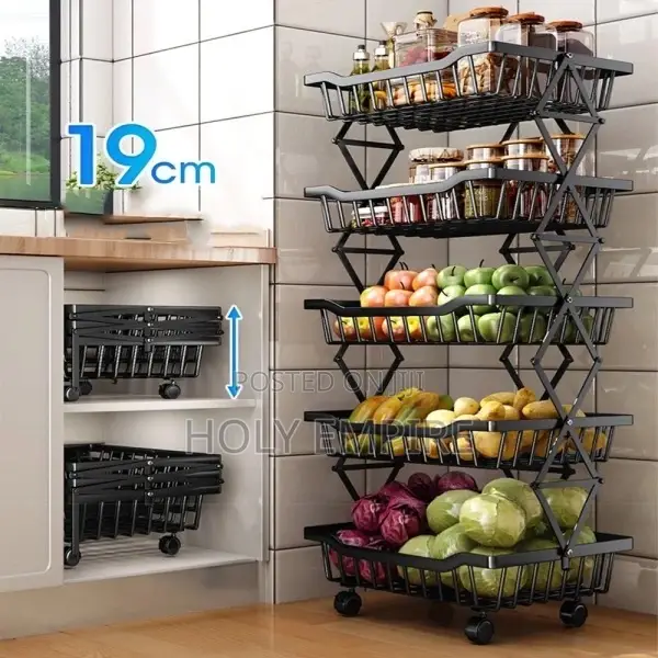 5 Step Fruit and Vegetable Baskets for Kitchen Floor-Mounted