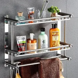 Bathroom Three-Tier Rack Stainless Steel Supplies Storage