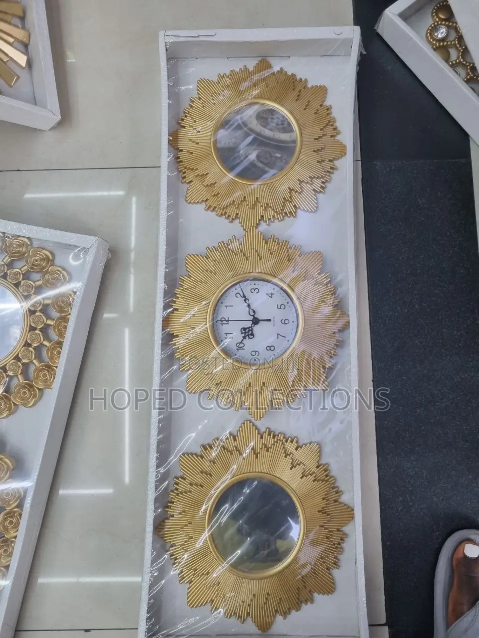 Gold 3 In1 Wall Decor Clock
