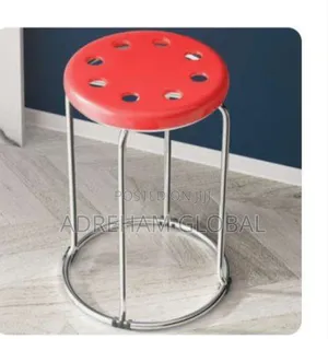 Iron Stainless Living Room Stool, Available in Blue and Red