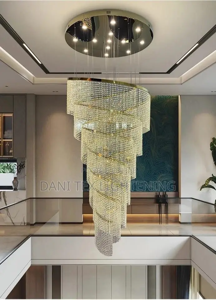 Creative Crystal Staircase Chandelier Modern Spiral Design