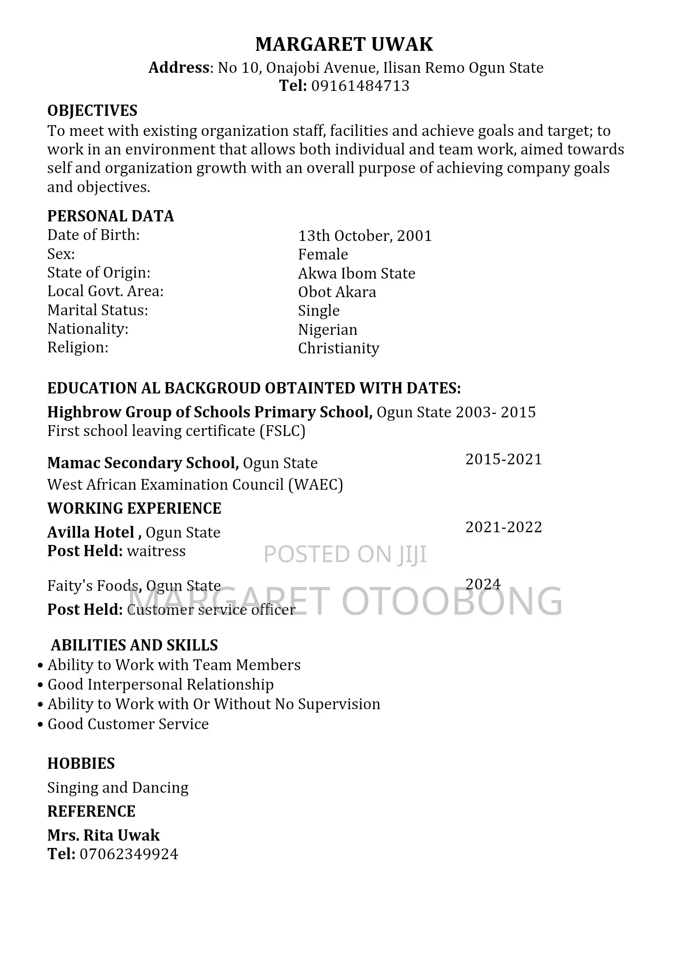 Manufacturing CV