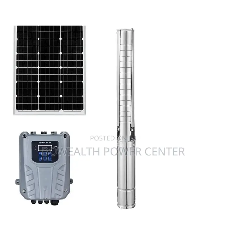 Pompe Solaire Submersible Pour Forage 4" 3HP 2200W - Hybride AC/DC - Débit 6m3/h - Hauteur Max 255m - WBS Pump