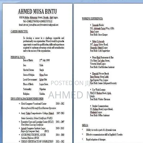 Clerical & Administrative CV