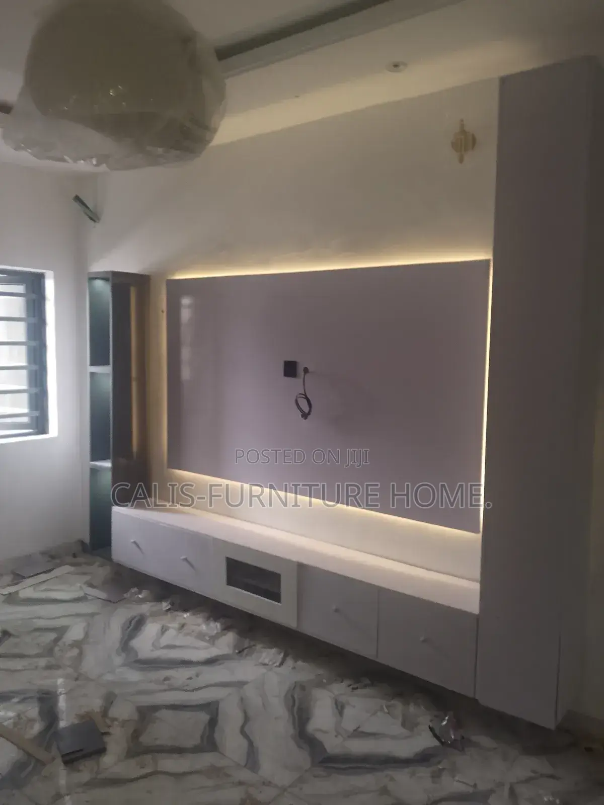 8ft TV Console (White and Grey Color)