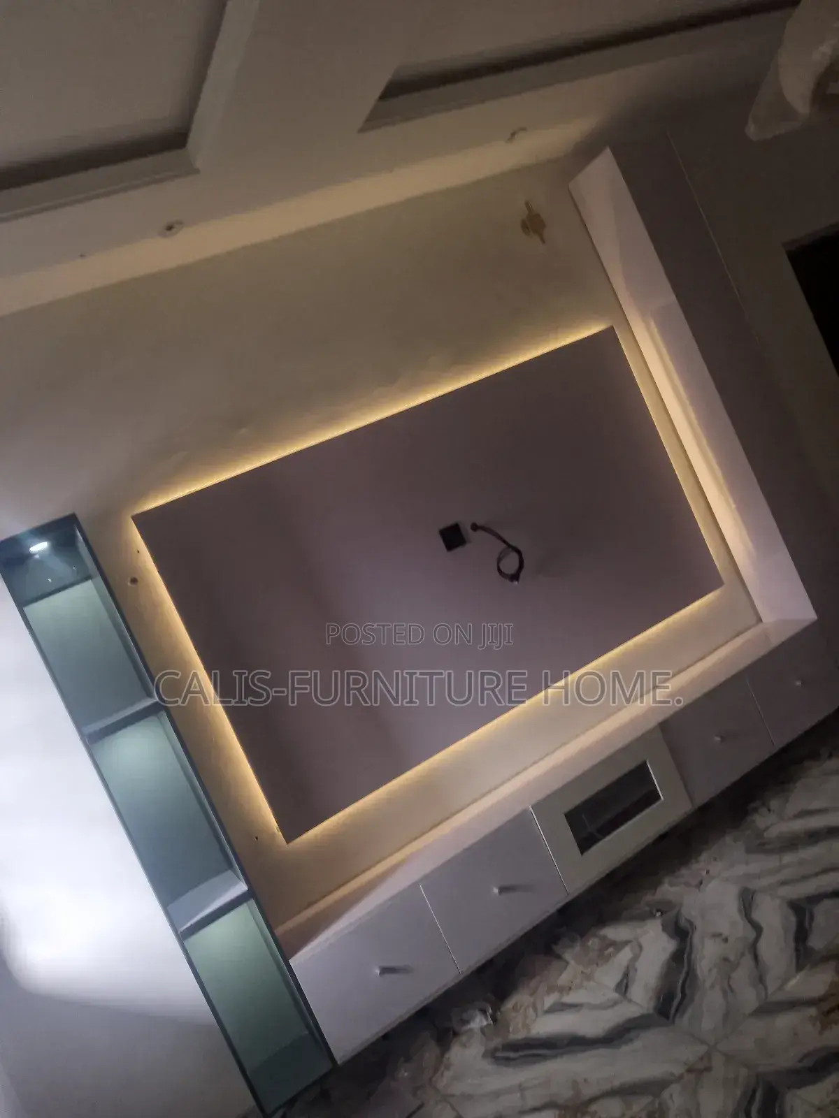 8ft TV Console (White and Grey Color)