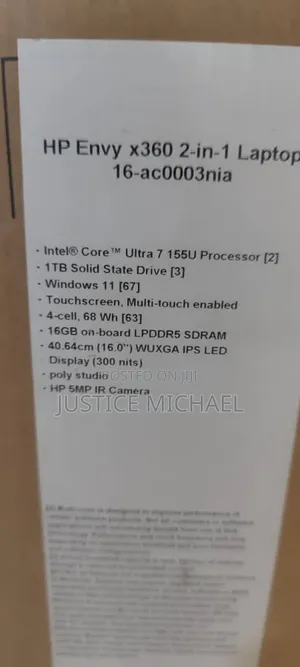 Laptop HP Envy x360 16GB Intel Core Ultra 7 SSD 1T