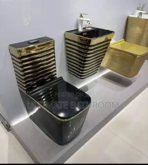 Black And Gold Line Married Watercloset With Wash Hand Basin