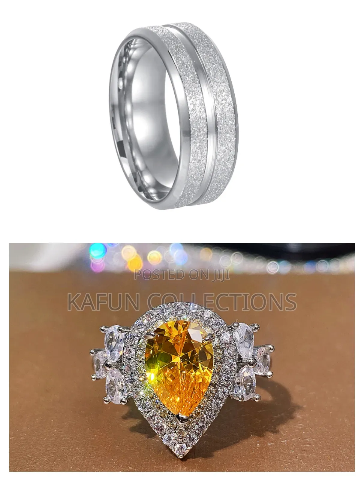 High Quality Steel and Sterling Couples Engagement Ring