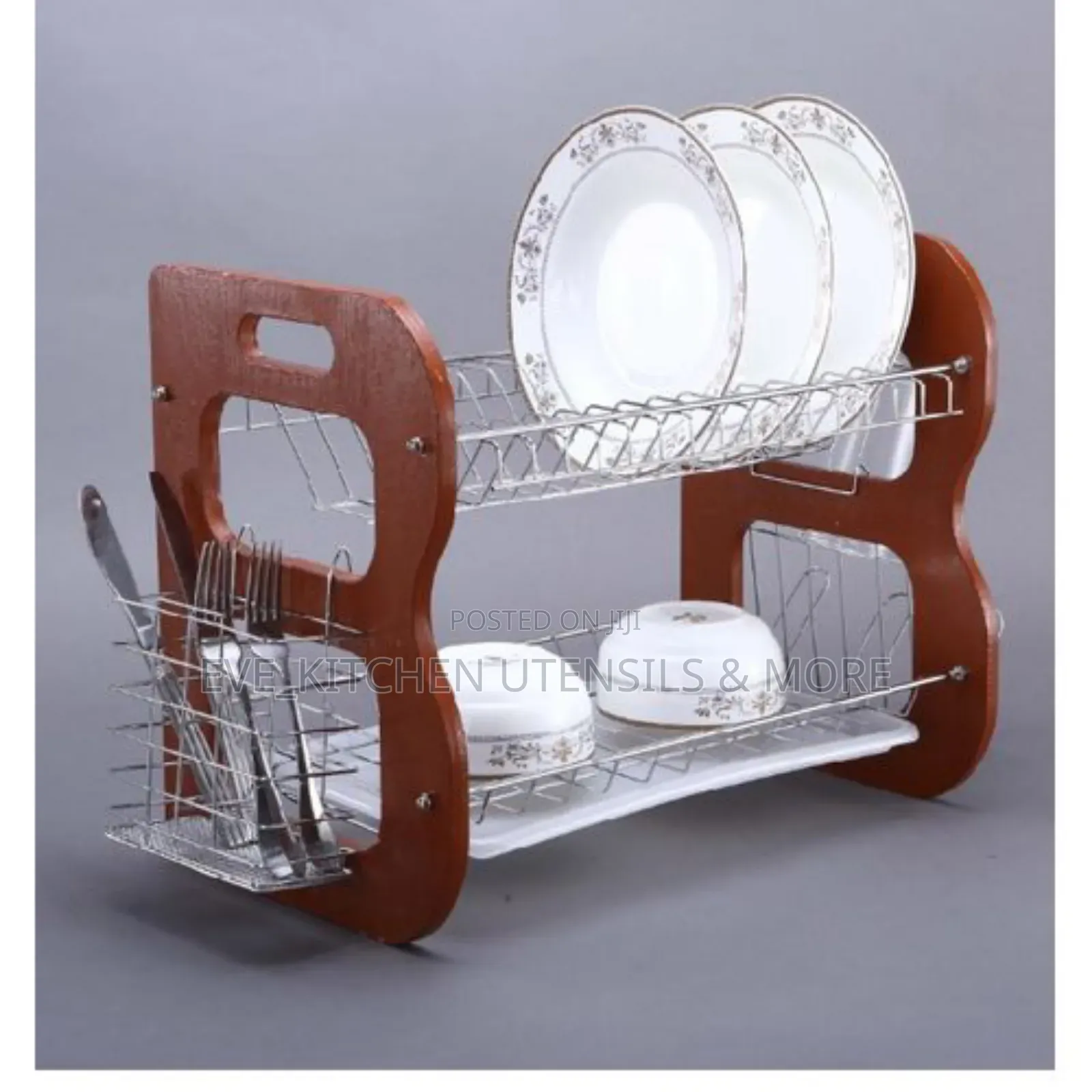 2 Layer Wooden Plate Rack