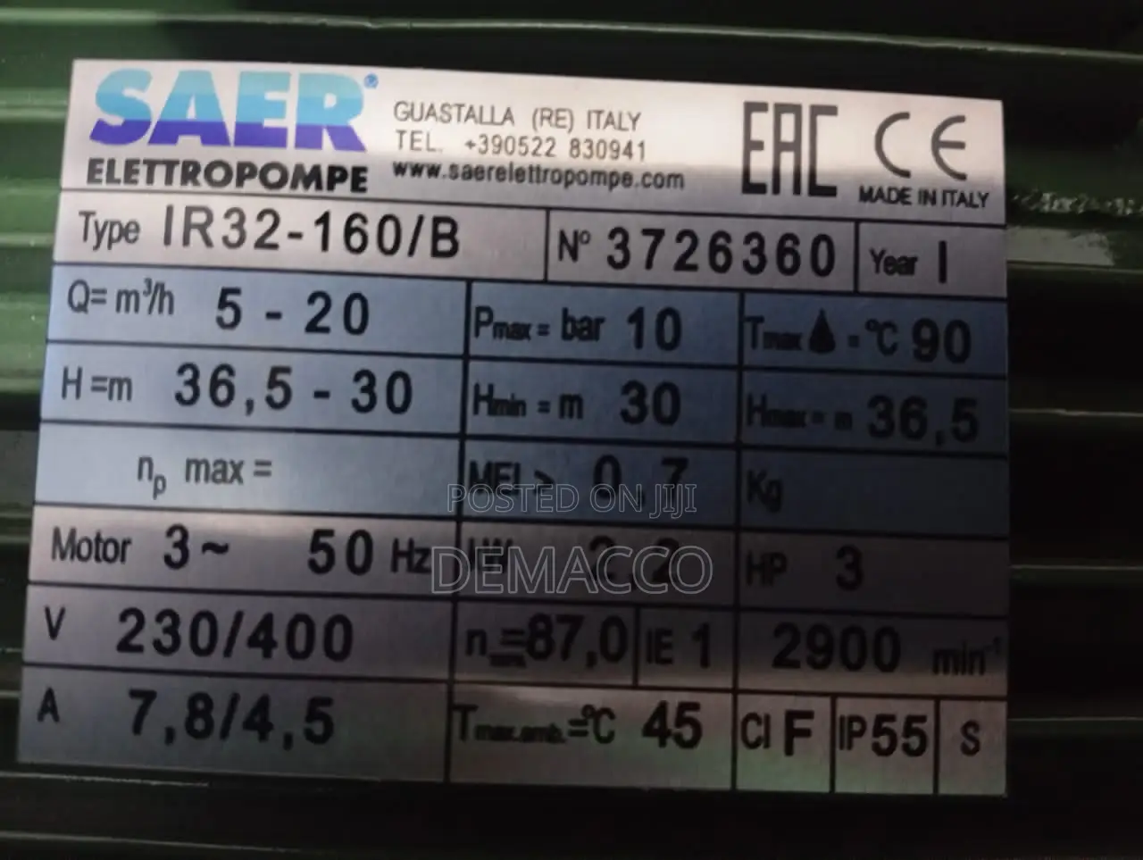 Saer Surface Pump Machine 3hp