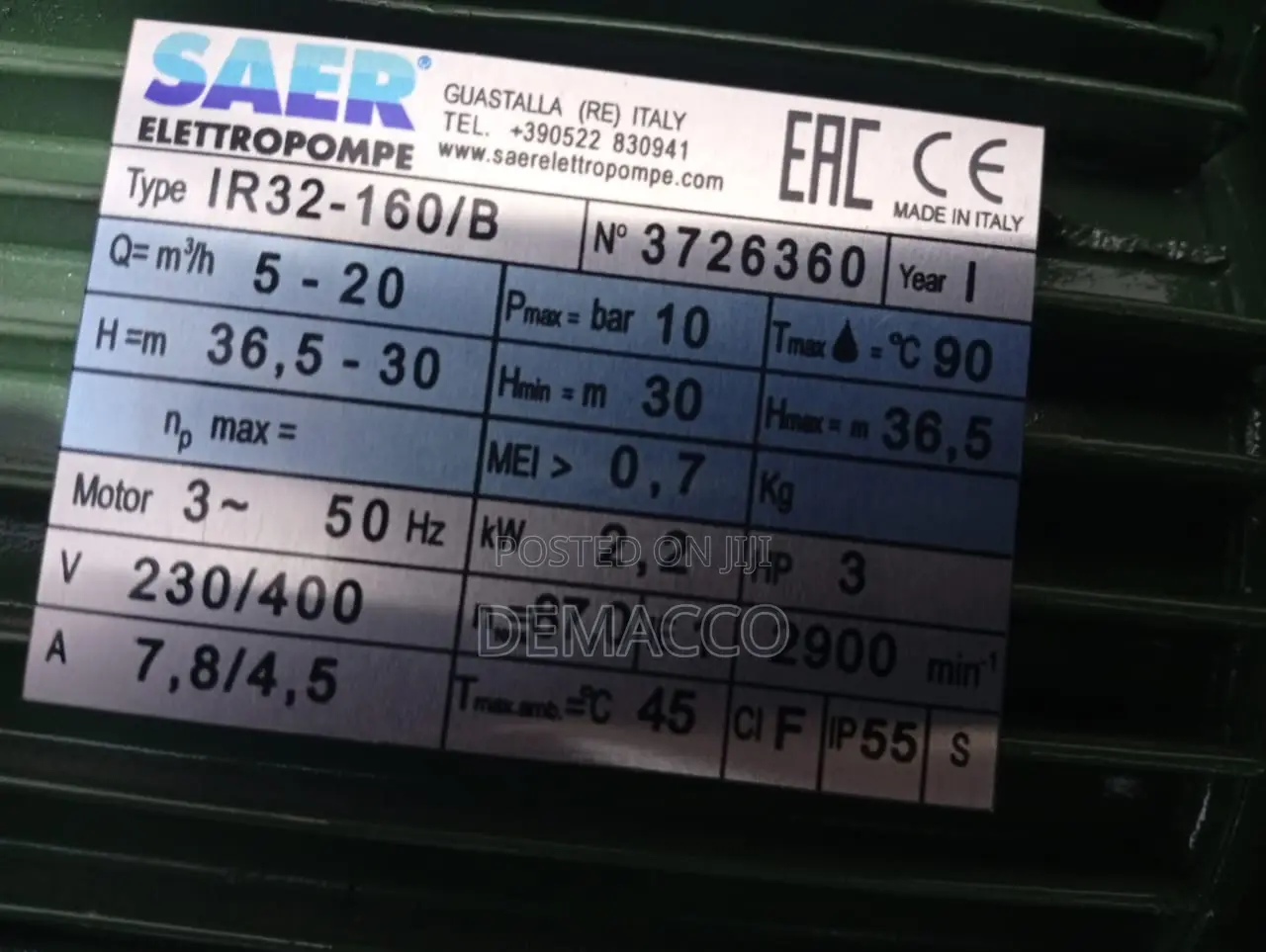 Saer Surface Pump Machine 3hp