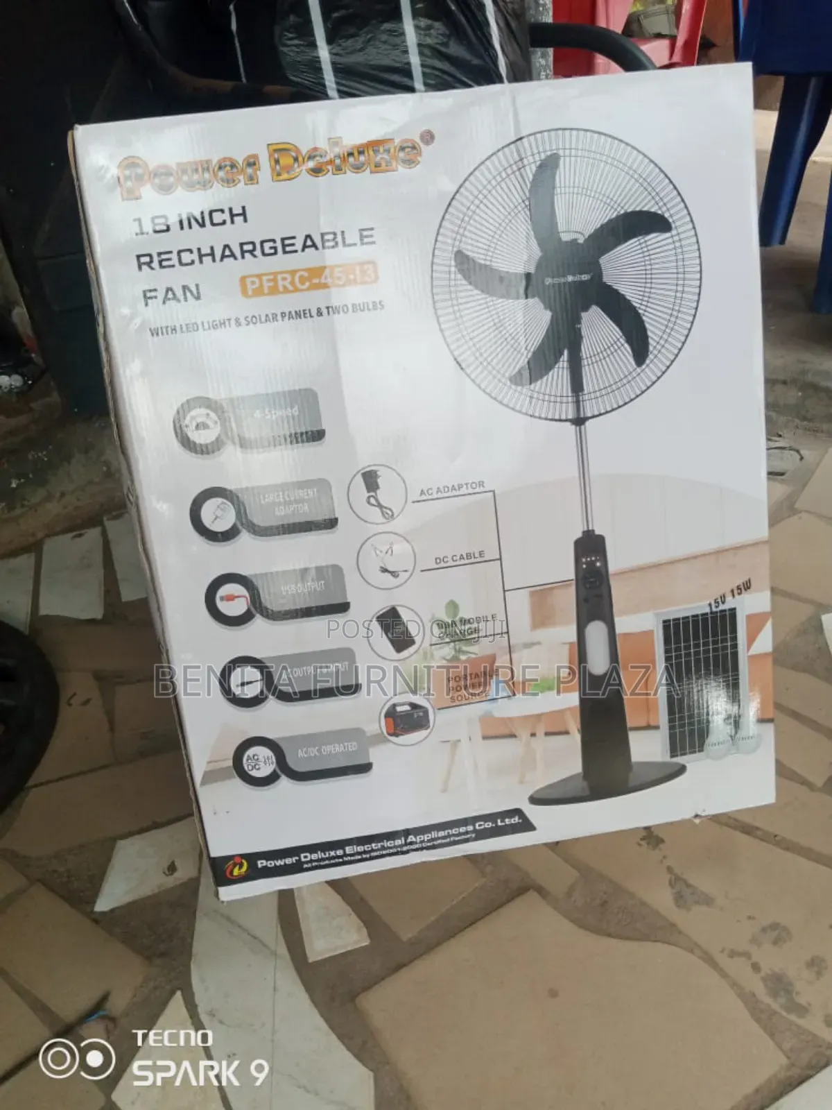 Rechargeable Fan With Panel and 2 Bulbs