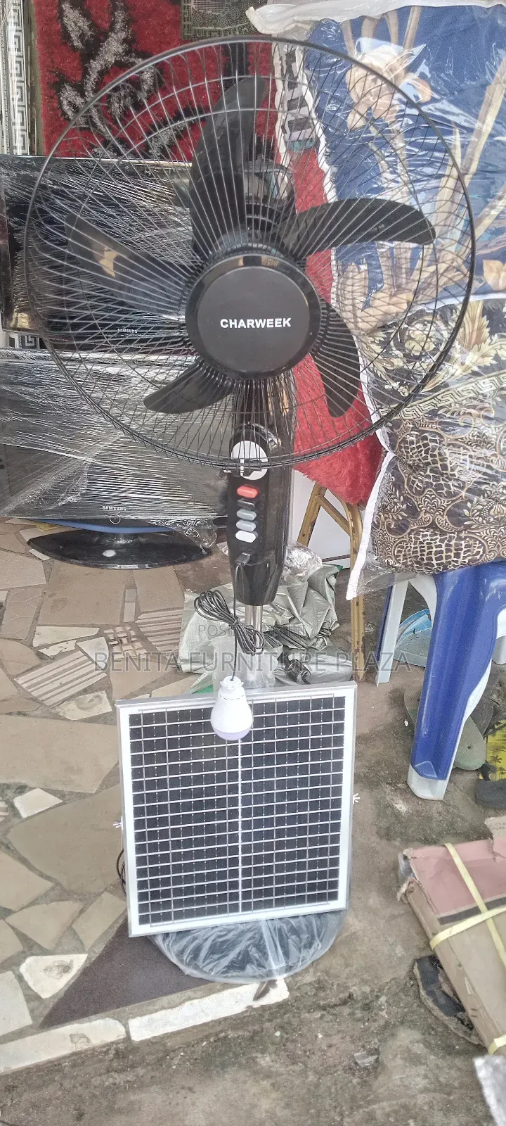 Rechargeable Fan With Panel and Bulb